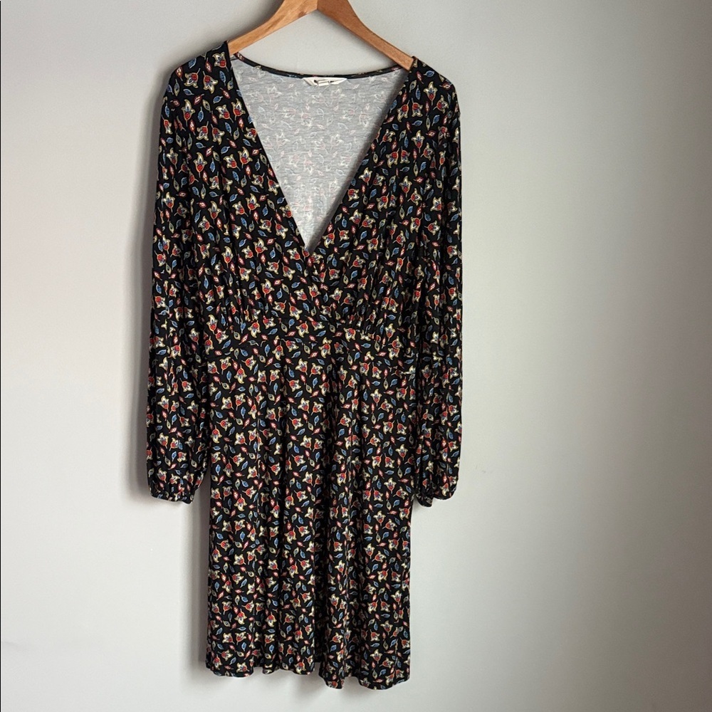 Boden Willow Jersey Dress Tulip Bud Black Multicolor 12L - Picture 2 of 11